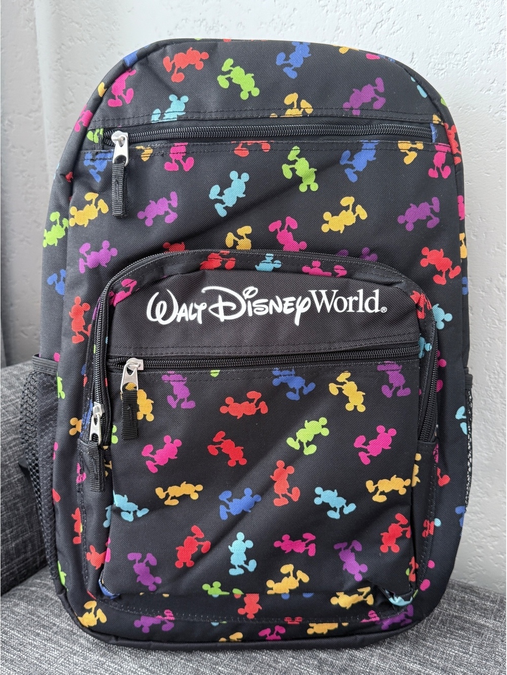 Walt Disney World Authentic Original Backpack with Colorful Mickey Mouse Silhoue
